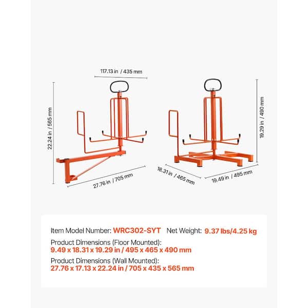 SKYSHALO Cable Dispenser Floor or Stud Mounted Wire Spool Rack