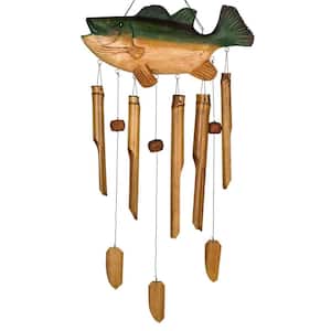 Asli Arts Collection, Bass Fish Bamboo Chime, 35'' Wind Chime CBS336