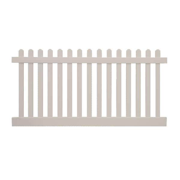 Weatherables Plymouth 3 ft. H x 8 ft. W Tan Vinyl Picket Fence Panel Kit