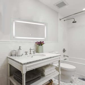 40 in. W x 24 in. H Rectangular Frameless Wall Mount Anti-Fog LED Front Lighting Bathroom Vanity Mirror in White