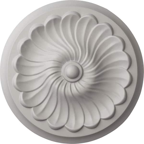 Ekena Millwork 2-1/4 in. x 12-1/4 in. x 12-1/4 in. Polyurethane Flower Spiral Ceiling Medallion, Ultra Pure White