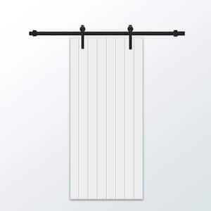 36 in. x 84 in. White Stained Composite MDF Paneled Interior Sliding Barn Door with Hardware Kit