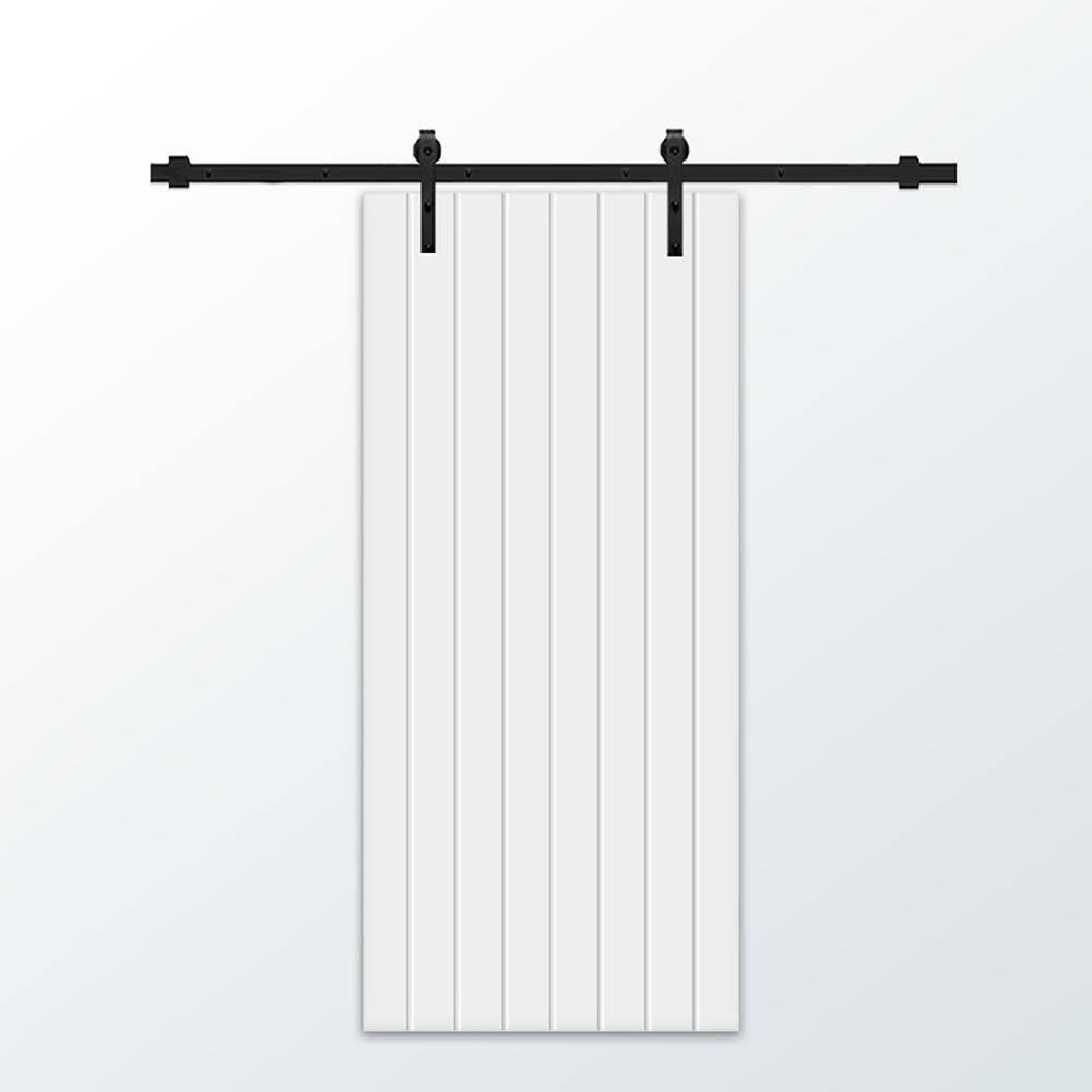 30 in. x 96 in. White Painted Composite MDF Paneled Interior Sliding Barn Door with Hardware Kit price history on PriceWatchPro