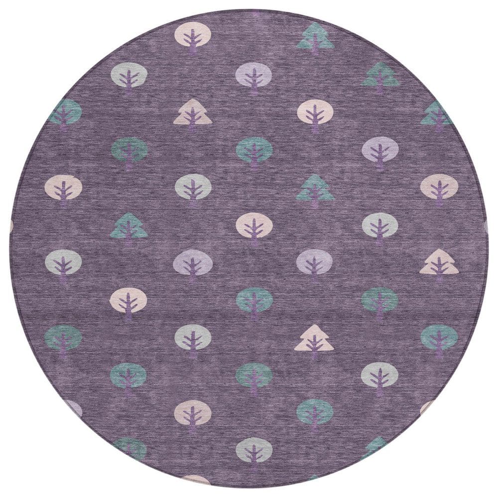 Chantille Machine Washable Indoor/Outdoor Abstract ACN2550 Plum 8 ft. x 8 ft. Round Rug price history on PriceWatchPro