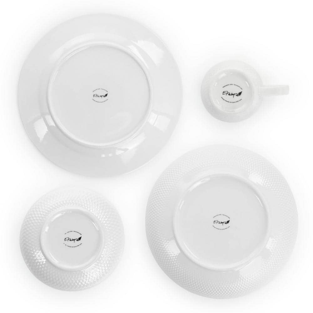 Elama 18-Piece White Porcelain Round Dinnerware Set