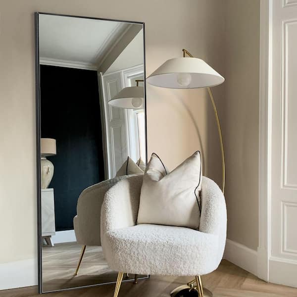 Sxiawe 24 in. W x 71.2 in. H Oversized Modern Classic Rectangular Aluminum Frame Black Full Length Floor Mirror Wall Mirror
