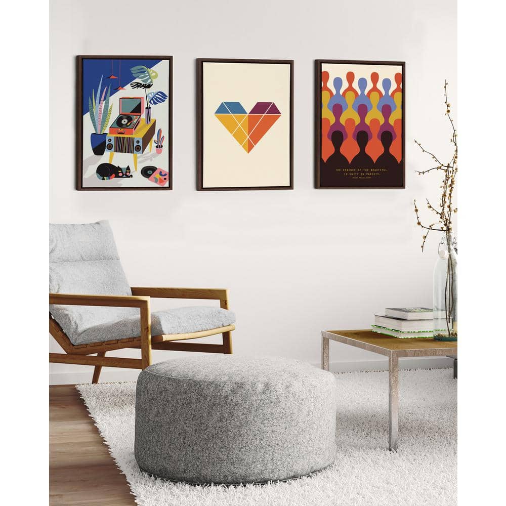 Chill Out Saturday Abstract Canvas Wall Art with Brown Frame