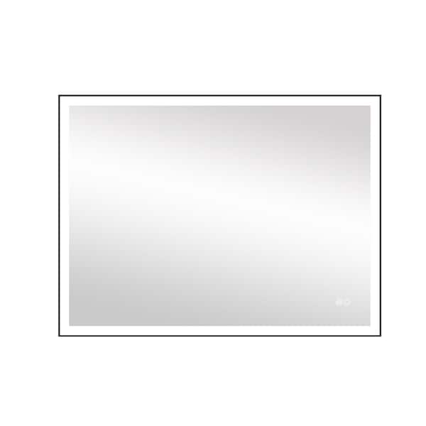 Unbranded 48 in. W x 36 in. H Rectangular Framed Wall Mount LED Anti-Fog Bathroom Vanity Mirror in Black