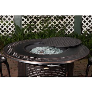 Bellante 44 in. x 24 in. Woven Aluminum LPG Fire Pit in Antique Bronze Bellante