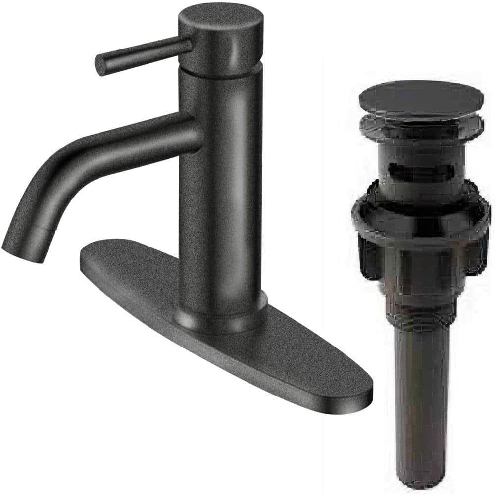 Matte Black Stainless Steel Single Handle Bathroom Faucet