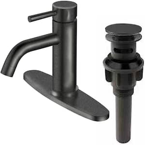 Matte Black Bathroom Sink Faucet 1 Handle with Pop-up Drain for 1 or 3 Hole Stainless Steel with Supply lines 1.2 GPM