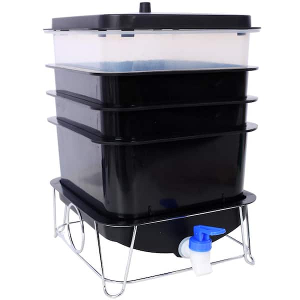 Runesay 4-Tray All-Season 20L Worm Farm Composting Bin for Recycling Food Waste at Home