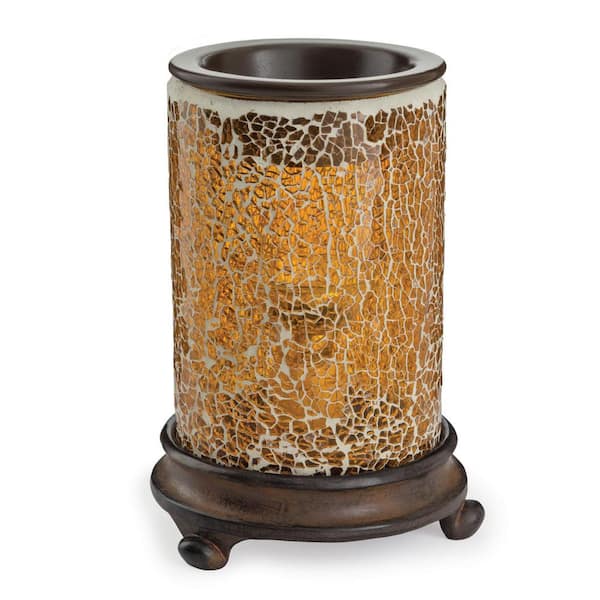 Candle Warmers Etc 8.8 in. Crackled Amber Glass Illumination Fragrance Warmer