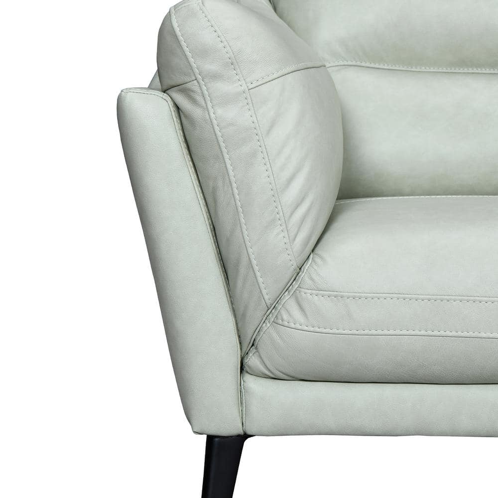 Mint Faux Leather Tufted Lawson Sofa with Sloped Arms