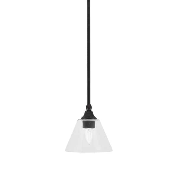 Unbranded Sparta 100-Watt 1-Light Espresso Shaded Pendant Light Mini Pendant with Clear Bubble Glass and No Light Bulb Included