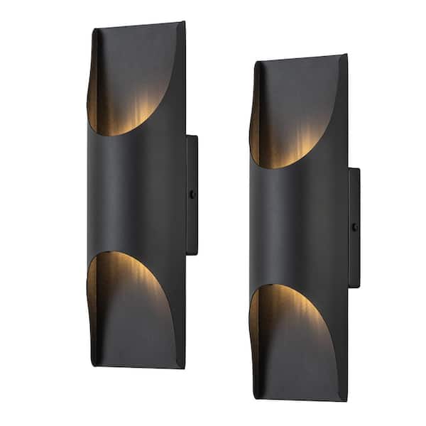 C Cattleya 2-Light Matte Black Integrated LED Outdoor Hardwired
