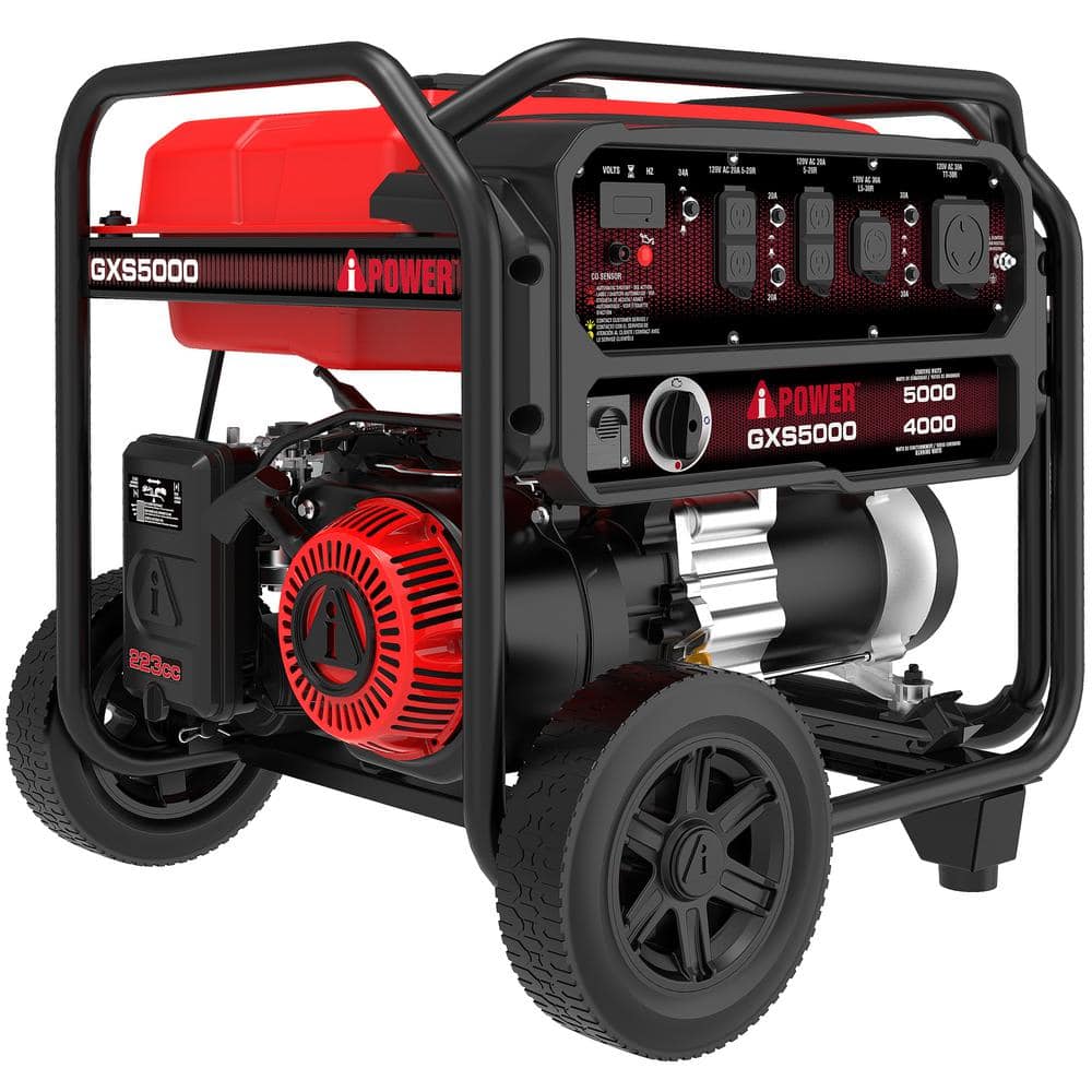 A-iPower 4000-Watt Recoil Start Gasoline Powered Portable Generator with 223cc OHV Engine and CO Sensor Shutdown -  GXS5000