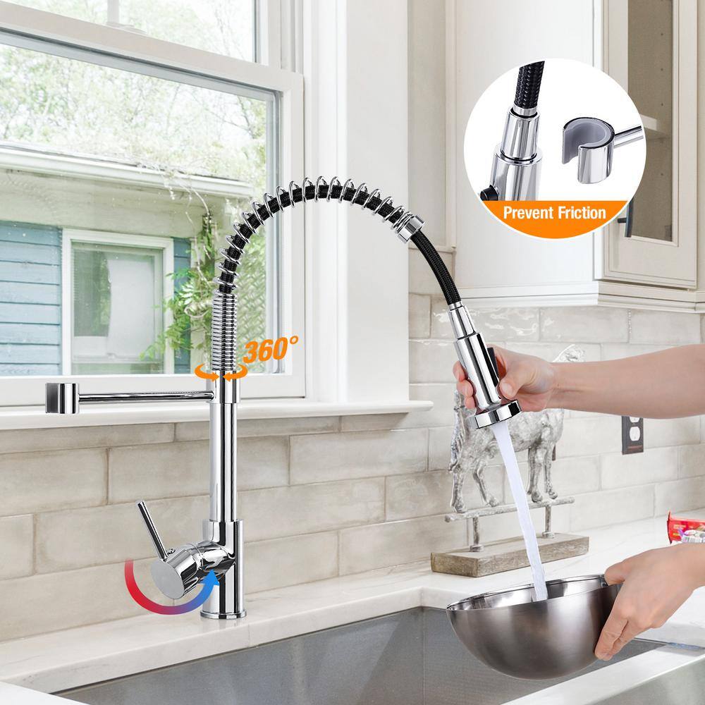 Polished Chrome Stainless Steel Pull Down Kitchen Faucet with Spray