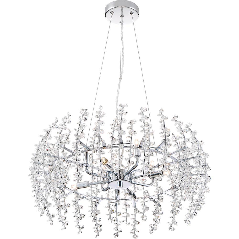 Valla 23" Crystal and Chrome 8-Light Pendant