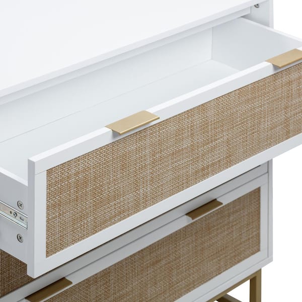 white bohemian dresser Patty White Rattan 6 Drawer Dresser