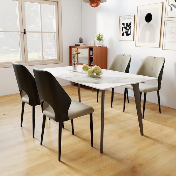 63 in. Pandora Sintered Stone with Gray Metal 4 Legs Dining Table (Seats 6)