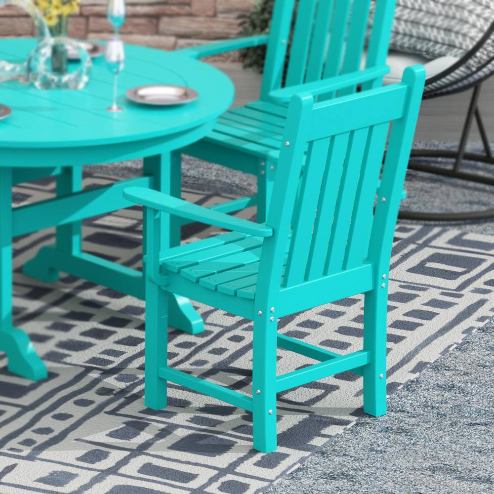 Laguna Breeze Turquoise Patio Dining Armchair with Contoured Comfort