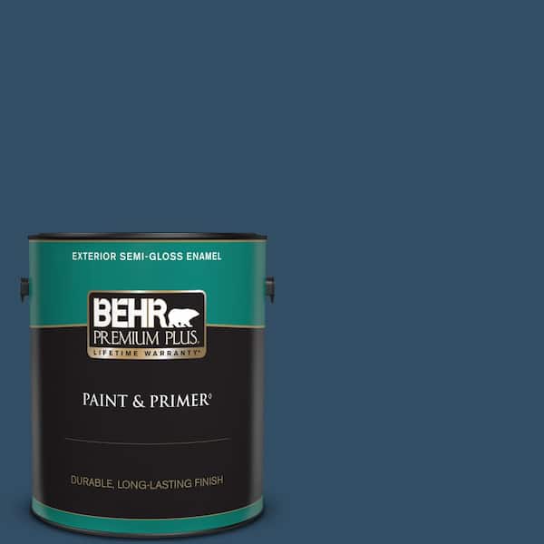 BEHR PREMIUM PLUS 1 gal. #ECC-53-3 Outer Space Semi-Gloss Enamel Exterior Paint & Primer