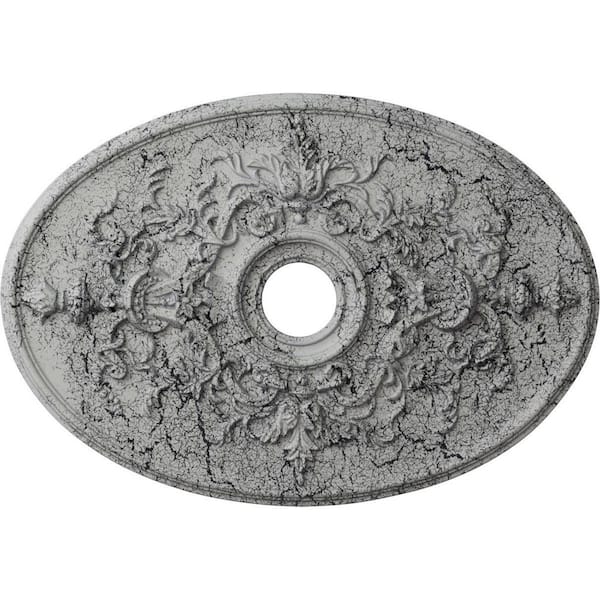 Ekena Millwork 1-5/8 in. x 30-3/4 in. x 21-1/4 in. Polyurethane Alexa Ceiling Medallion, Ultra Pure White Crackle