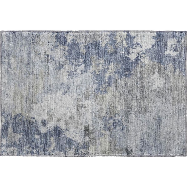 Mayfield Premium Machine Washable Abstract AMF2367 Denim 2 ft. x 3 ft. Accent Rug