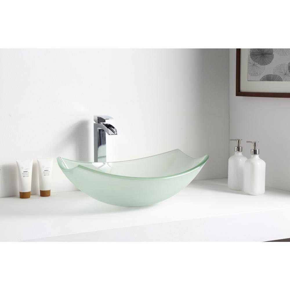 Lustrous Frosted 19.7'' Clear Glass Oval Vessel Sink