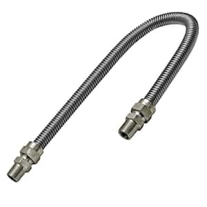 5/8 in. OD x 1/2 in. ID x 2 ft. Gas Connector Stainless Steel for Gas Range, Furnace, Stove, 1/2 in. MIP x MIP Fittings