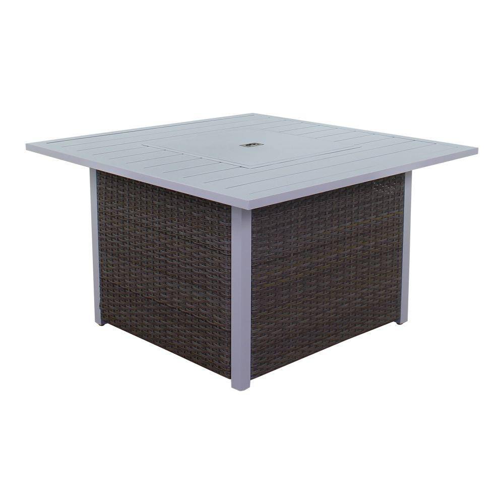 Courtyard Casual Santa Fe Aluminum Square Fire Pit in White with 18 lbs ...