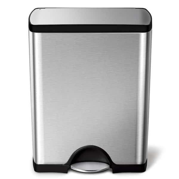 simplehuman 13 Gallon Rectangular Step Kitchen Trash Can, Brushed