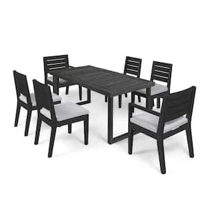 Nestor 7-Piece Wood Outdoor Dining Set with Light Grey Cushions