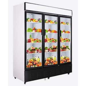 76 in. 58 cu. ft. Commercial 3 Glass Doors Refrigerator Merchandiser in White