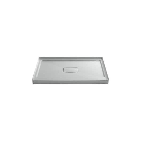 KOHLER Archer 48 in. L x 36 in. W Alcove Shower Pan Base with Center Drain and Removable Cover in Ice Grey