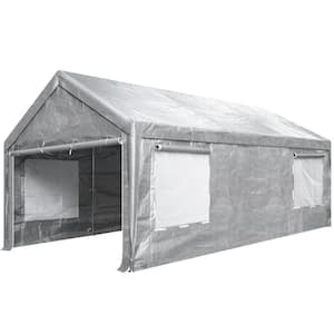 10 ft. x 12 ft. Gray Heavy-Duty Pop-Up Canopy with Triangular Beam Design, Ventilated Windows and Removable Sidewalls