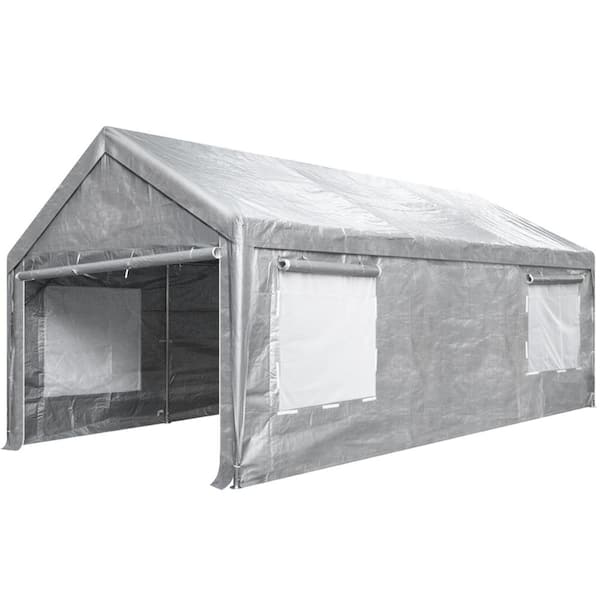 VIVOHOME 10 ft. x 12 ft. Gray Heavy-Duty Pop-Up Canopy with Triangular Beam Design, Ventilated Windows and Removable Sidewalls