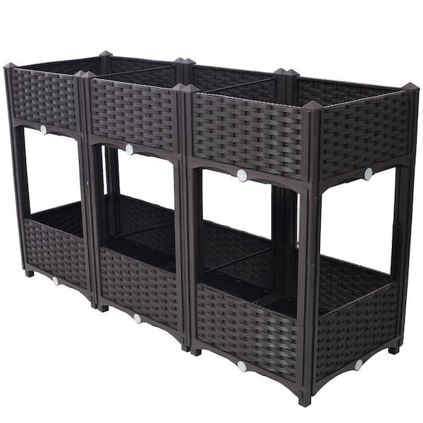 Brown 47 in. x 15 in. x 27 in. Plastic Planter Raised Beds
