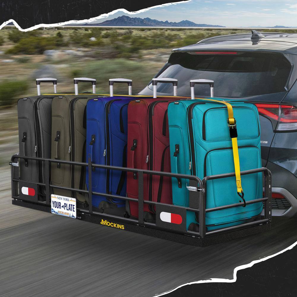 Mockins 60"x24"x14" High Rail Hitch Cargo Carrier with Yellow Bag