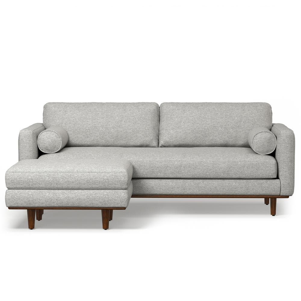 Mist Grey 89-Inch Upholstered Sofa and Ottoman Set