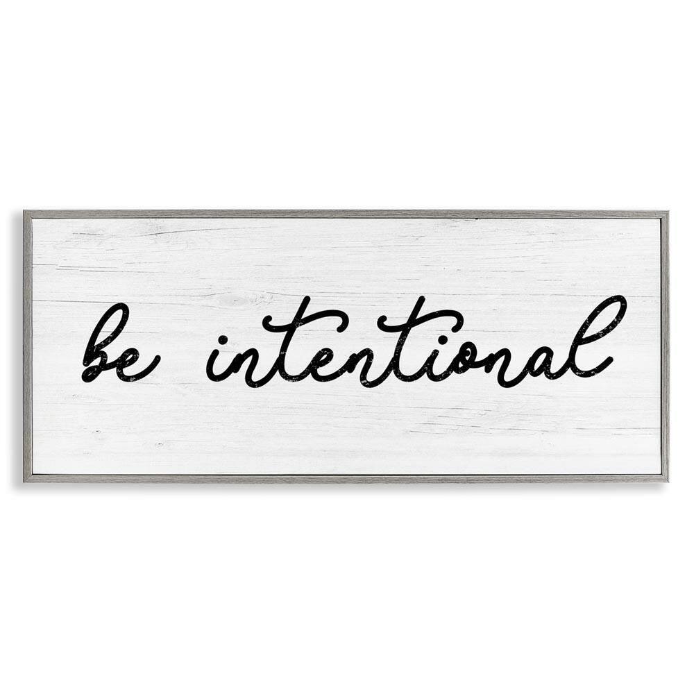 Be Intentional Inspirational Phrase by Lil' Rue Gray Framed Giclee Art Print Typography 30 in. x 13 in. price history on PriceWatchPro