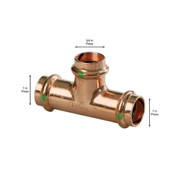 ProPress 1 in. x 3/4 in. x 1 in. Press Copper Reducing Tee Fitting (5-Pack)