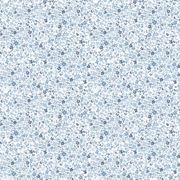 Unbranded Mini Mod Floral Navy/Blue/White Matte Finish Non-Woven Non-Pasted Wallpaper Roll