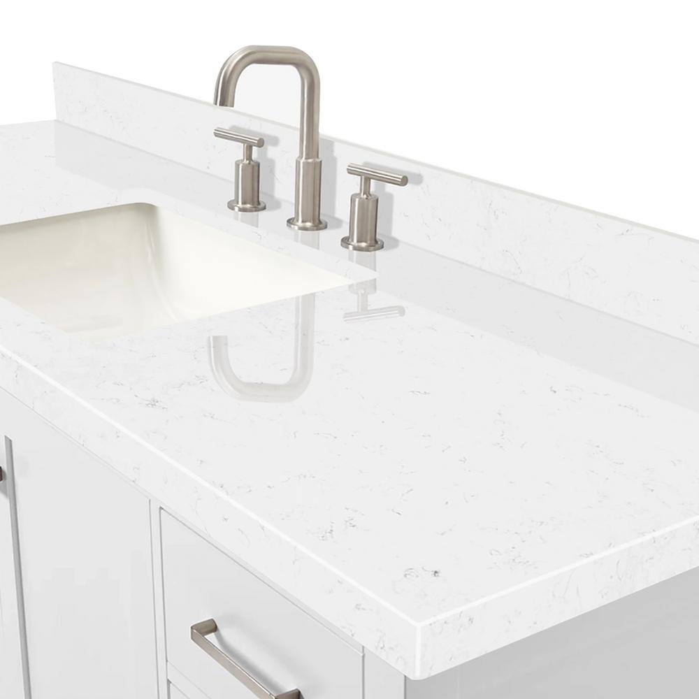 Cambridge 60" White Hardwood Single Basin Vanity with Quartz Top