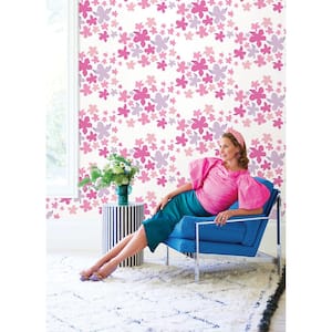Lele Lillies Pink Peel and Stick Wallpaper Sample