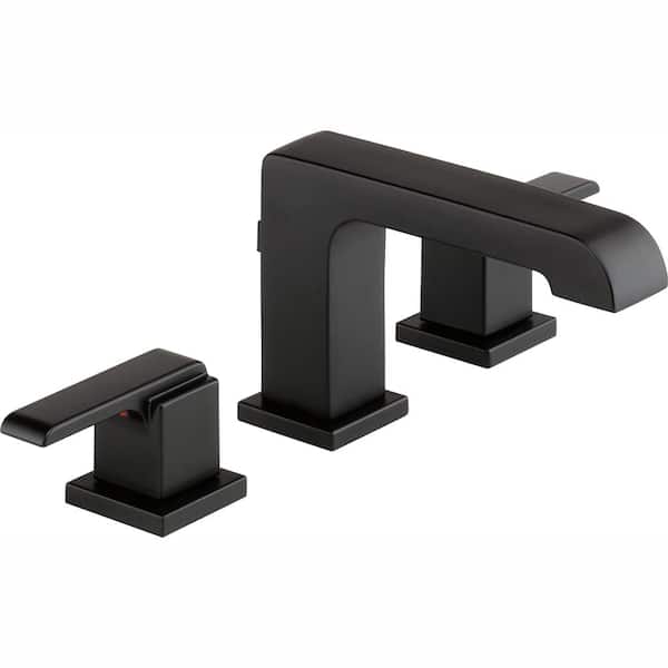 Delta Ara 8 in. Widespread 2-Handle Bathroom Faucet with Metal Drain Assembly in Matte Black