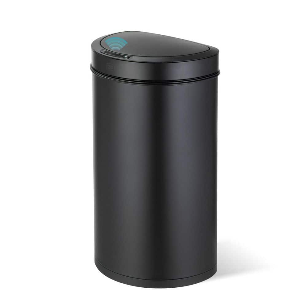 13 Gallon Black Stainless Steel Touchless Trash Can with Motion Sensor