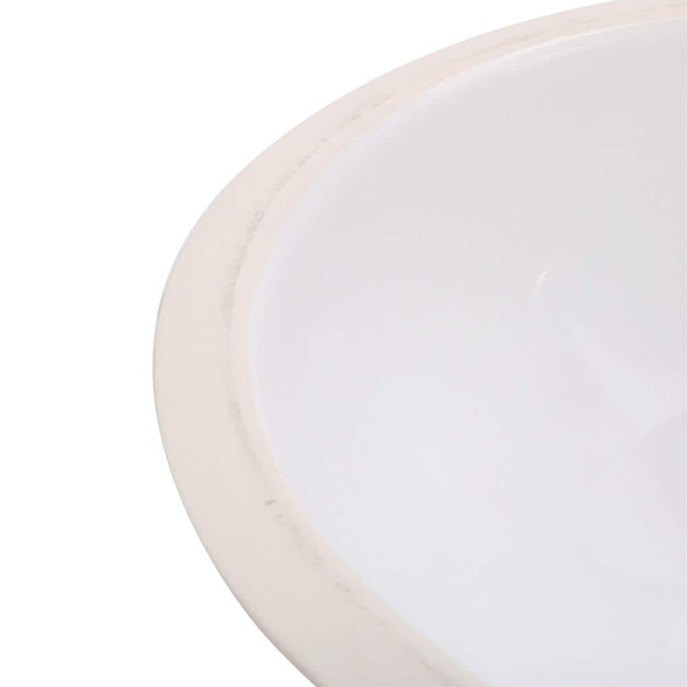 White Ceramic Oval Undermount Bathroom Sink