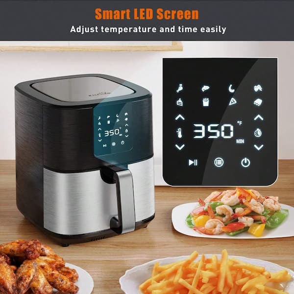Big Chef 7 Qt. Stainless Steel Air Fryer with Detachable Rotisserie and 8 Preset Functions, Oilless, LCD Display
